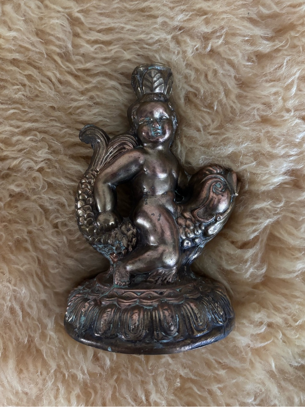 Antique Brass Cherub Decorative Figurine